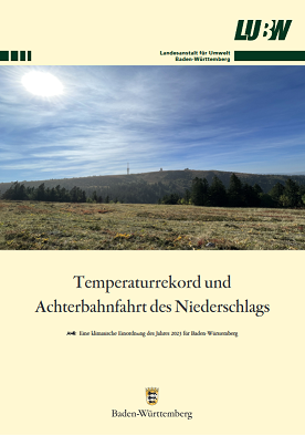 Titelbild der Publikation "Klimatischer Jahresrückblick 2023", Bild zeigt Wetterstation auf dem Feldberg