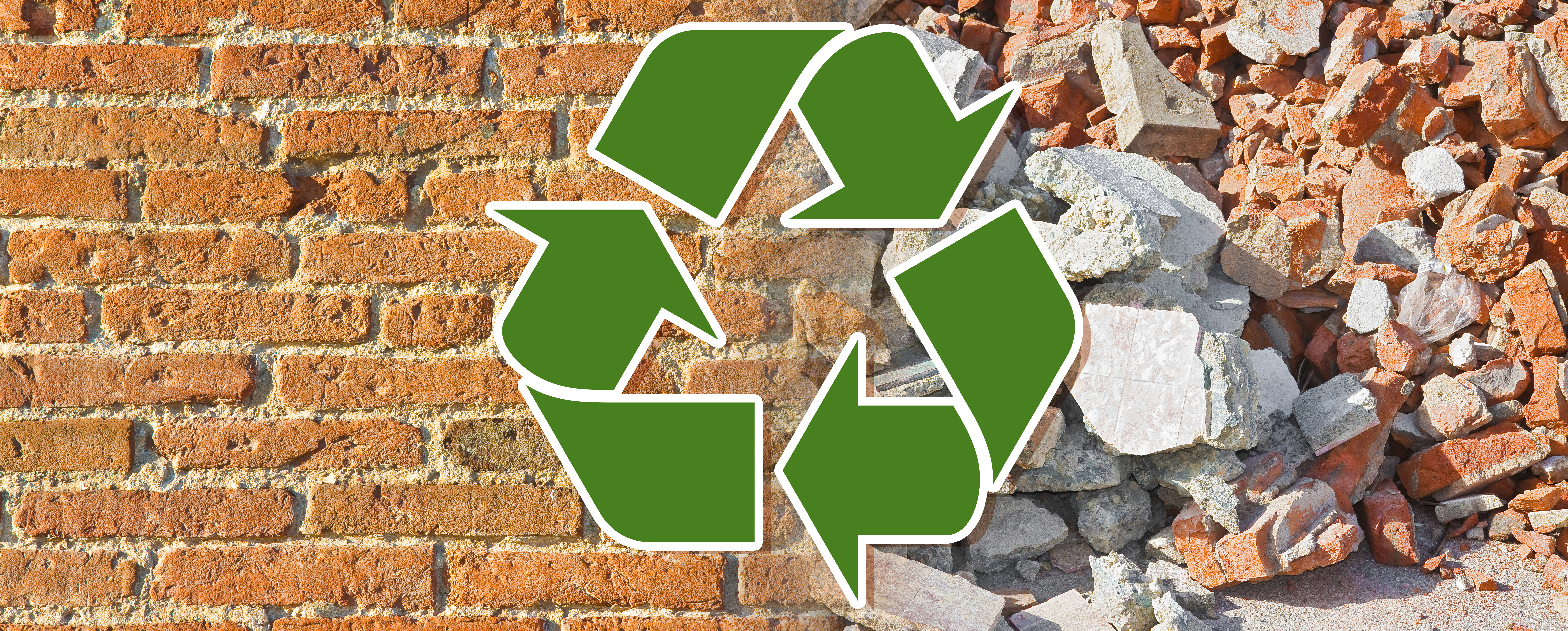 Auf dem Bild ist das Recycling Logo vor einem Mauerwerk zu sehen. Auf dem Bild ist das Recycling Logo vor einem Mauerwerk zu sehen.