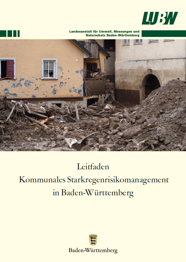 Cover des LUBW-Leitfaden zum Starkregenrisikomanagement