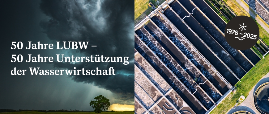  Einmal eine Gewitterwolke mit Starkregen und einmal eine Kläranlage von oben