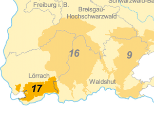 17 Kartenausschnitt der Gebietskulisse: Dinkelberg und Tüllinger Berg