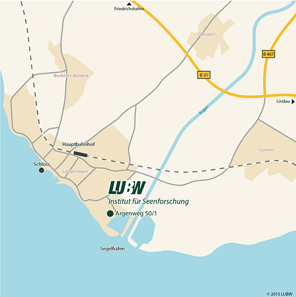 Karte mit der Anfahrtsbeschreibung zum LUBW-Standort Langenargen