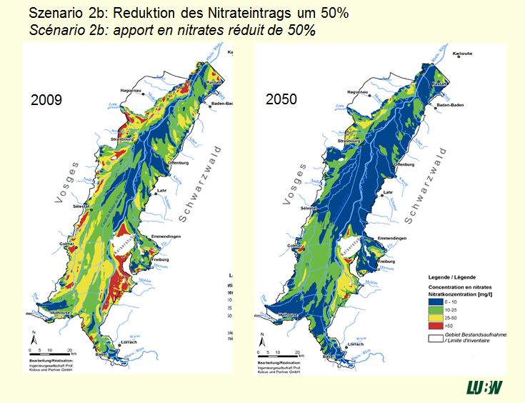 Modellergebnisse Nitratkonzentration im Obergraben