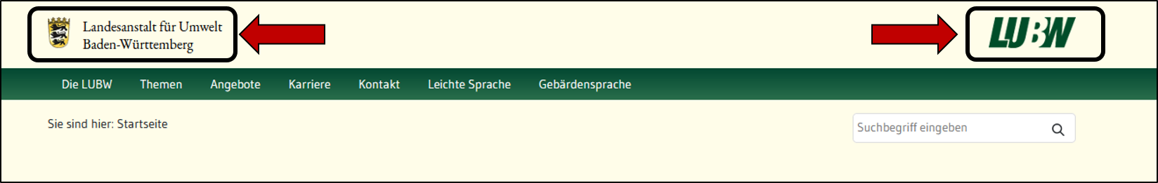 Das Wappen vom Bundes·land Baden-Württemberg und das Logo der LUBW.