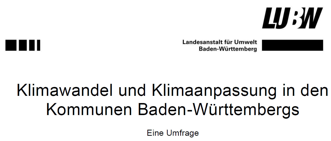 Einband Bericht "Klimawandel und Klimaanpassung in den Kommunen Baden-Württembergs" - Eine Umfrage