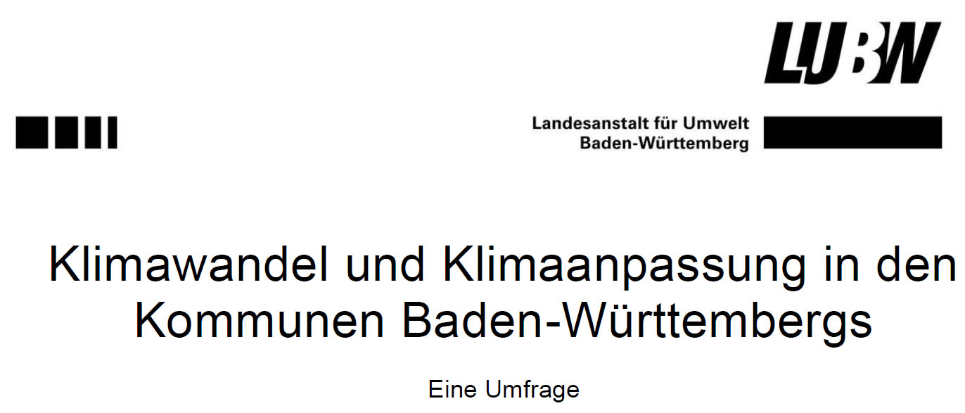 Einband Bericht "Klimawandel und Klimaanpassung in den Kommunen Baden-Württembergs" - Eine Umfrage