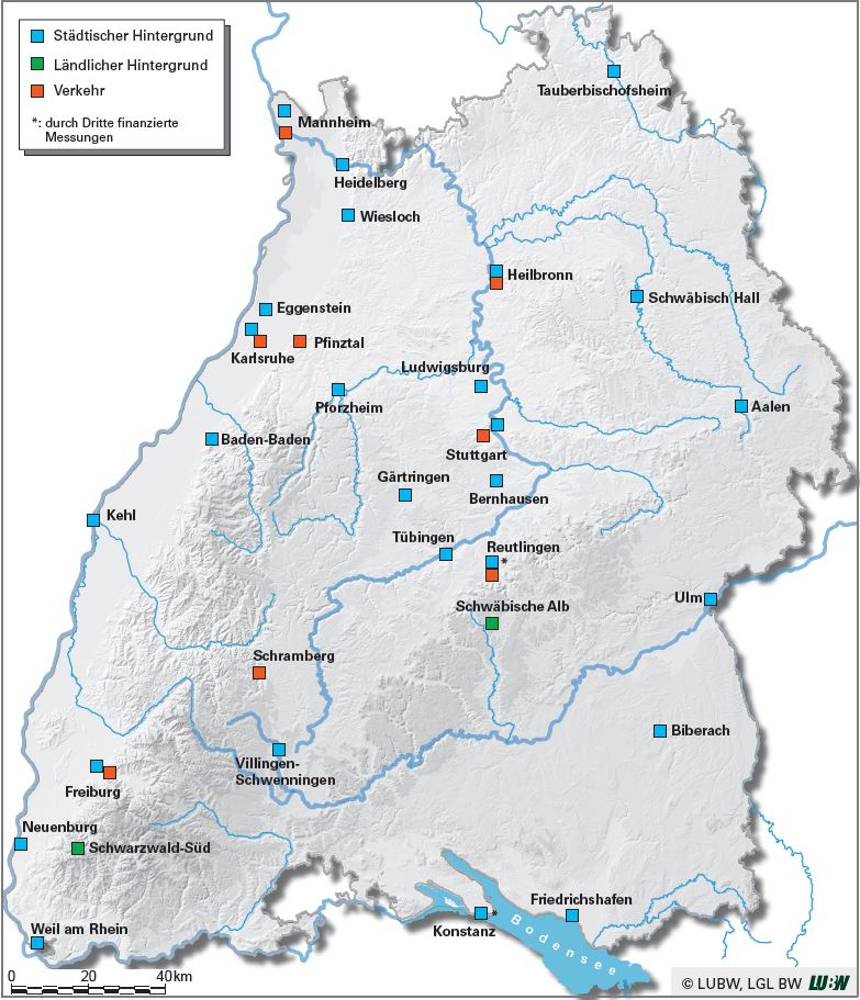 Karte des Monats: Luftmessnetz der LUBW