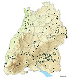 Karte Baden-Württemberg mit Standorten von Deponien