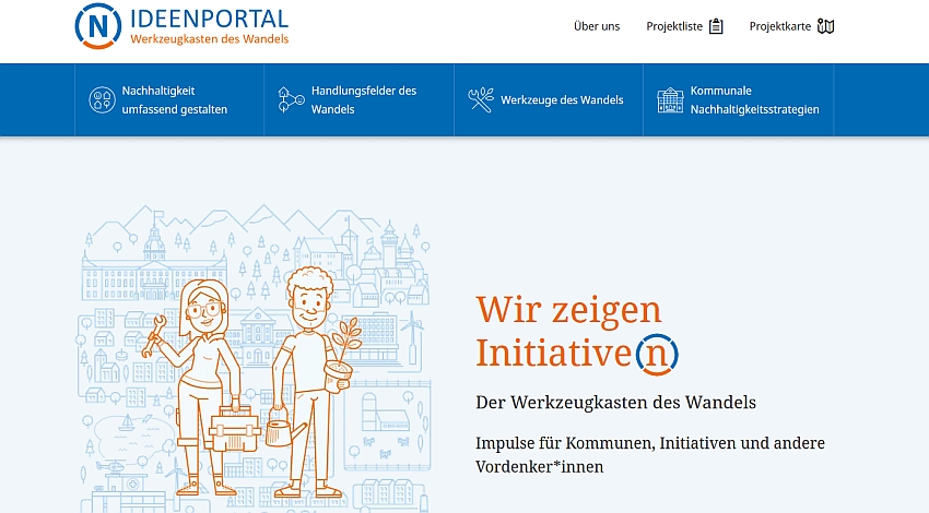 Screenshot der Webseite Werkzeugkasten des Wandels