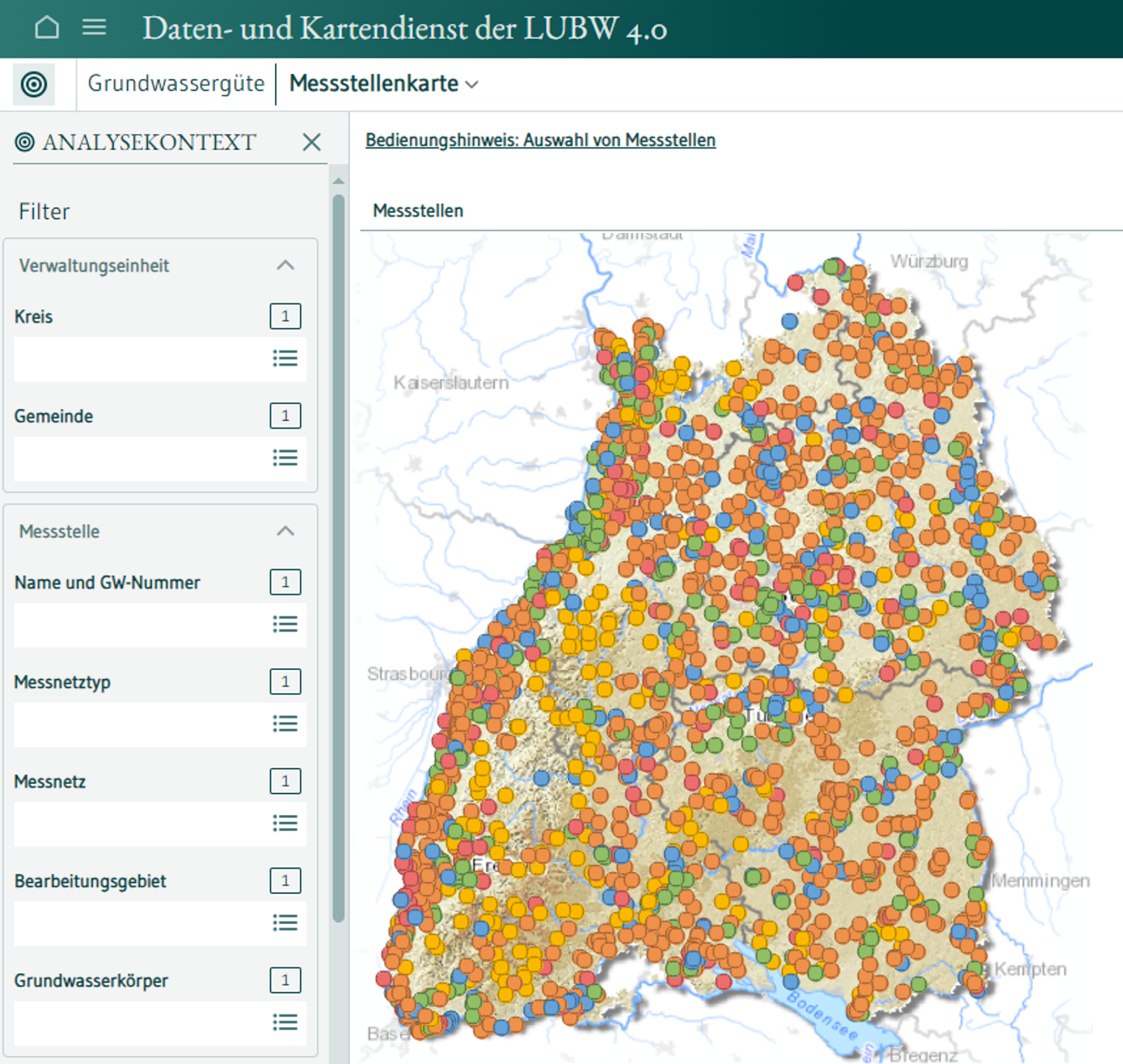 Screenshot Jahresdatenkatalog Grundwasser Screenshot Jahresdatenkatalog Grundwasser